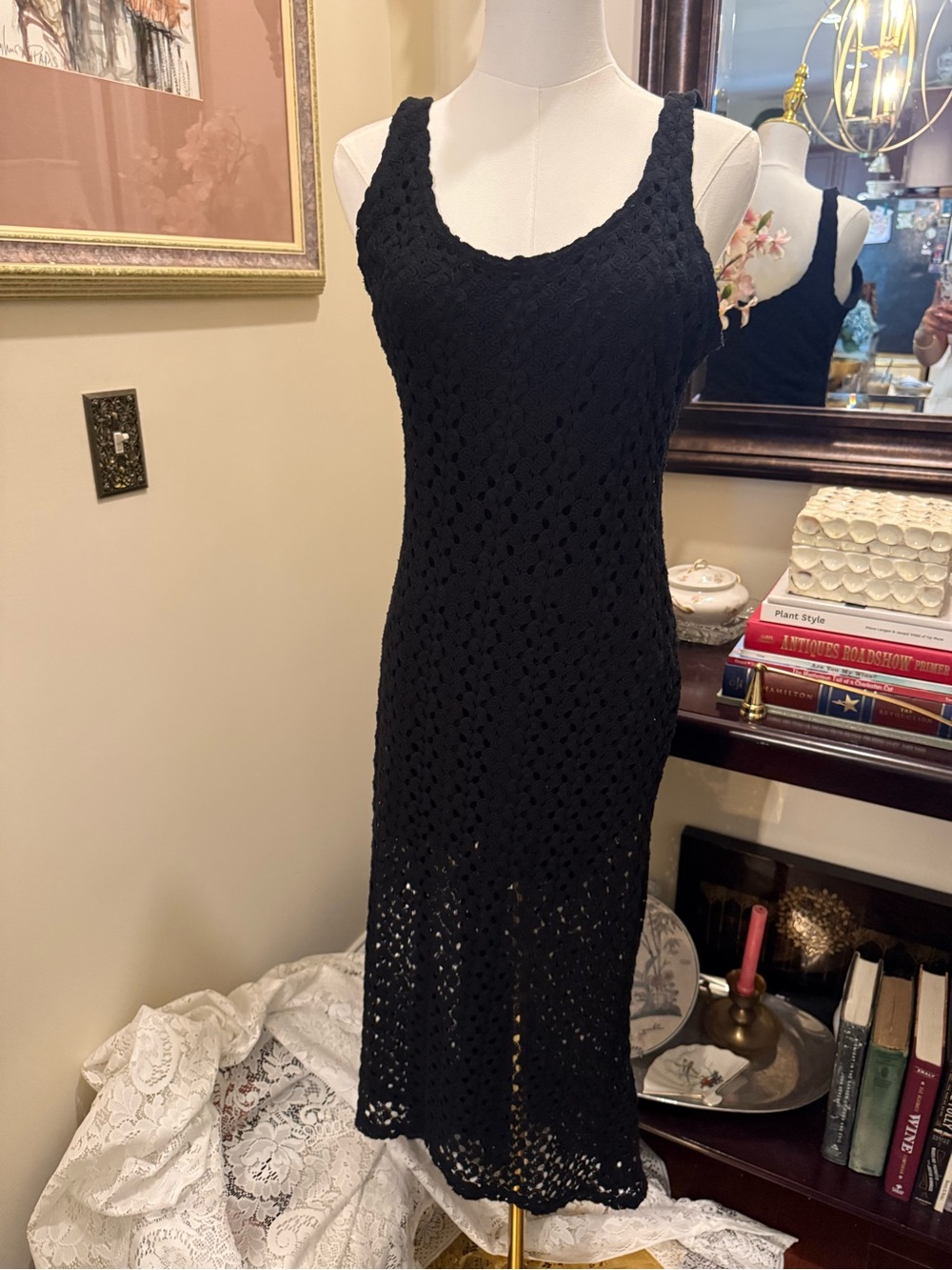 Xhilaration Black Crochet Maxi Dress